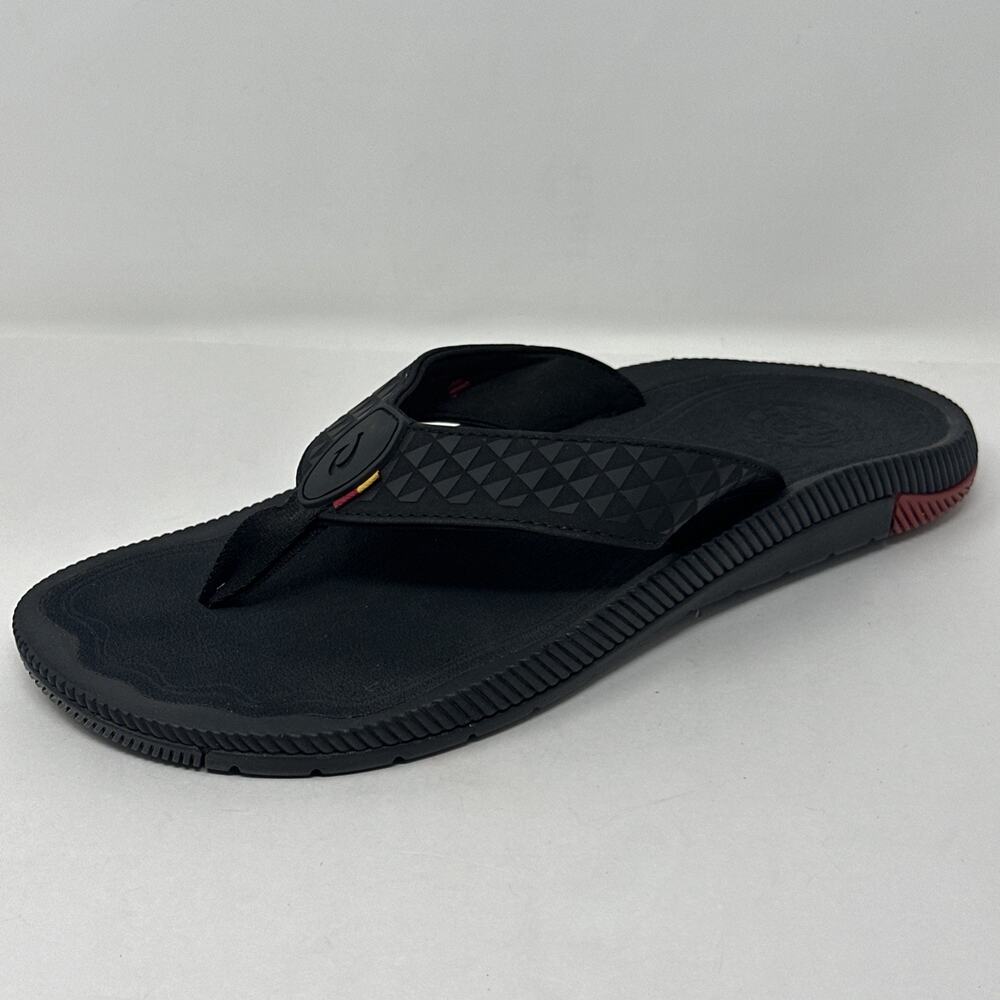 Olukai Halo Men 10 Black Flip Flops Black Thong Sandal 10439-40HL Beach Casual